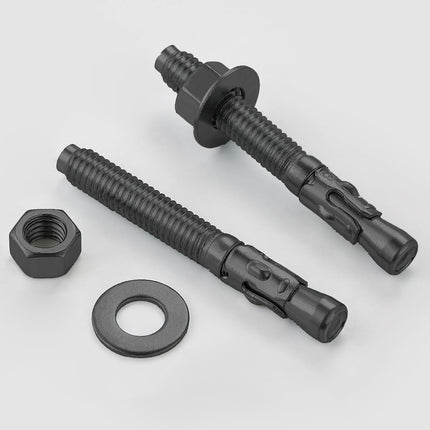 10Pcs 3/8x3 Inch Standard Fasteners for Heavy-Duty Black Wedge Anchors for Cement and Concrete
