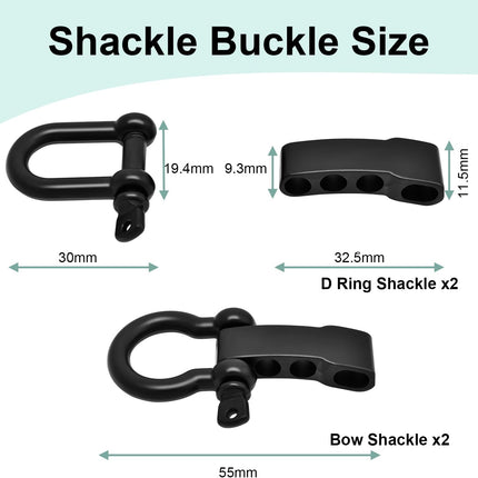 CooBigo Paracord Bracelet Shackle Buckle, Metal Survival Bracelet Bow Anchor + D Ring Shackle Clasp Adjustable Screw Pin M5