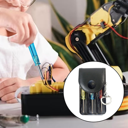 Bulk Pack Mini Screwdriver Keychain Set – 24 Sets of Handy 3-Piece Screwdrivers in a Snap-Closure Pouch with Hook, Perfect for Men, Tool Party Favors, Christmas Gifts, and Birthday Presents