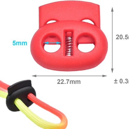 CooBigo Plastic Cord Locks for Drawstrings Double Hole Spring Stopper Fastener Slider Toggles End