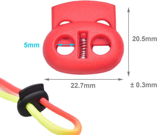 CooBigo Plastic Cord Locks for Drawstrings Double Hole Spring Stopper Fastener Slider Toggles End – product detail