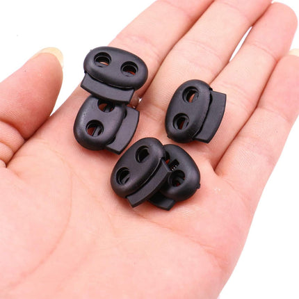 CooBigo Plastic Cord Locks for Drawstrings Double Hole Spring Stopper Fastener Slider Toggles End