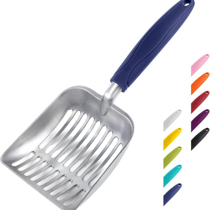 Cat Litter Scoop, Aluminum Alloy Sifter, Kitty Metal Scooper, Deep Shovel, Long Handle, Poop Sifting, Kitten Pooper Lifter, Durable, Heavy Duty, for Litter Box