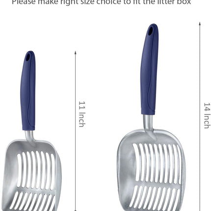 Cat Litter Scoop, Aluminum Alloy Sifter, Kitty Metal Scooper, Deep Shovel, Long Handle, Poop Sifting, Kitten Pooper Lifter, Durable, Heavy Duty, for Litter Box