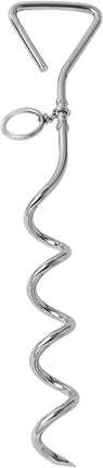 Dog Tie-Out Stake, Durable Silver Spiral Anchorstake, Secure Outdoor Tethering for All Cable Leash Chain, Camping Yard, Rt-Resistant, Easy Installation, Medium, 16 Inch