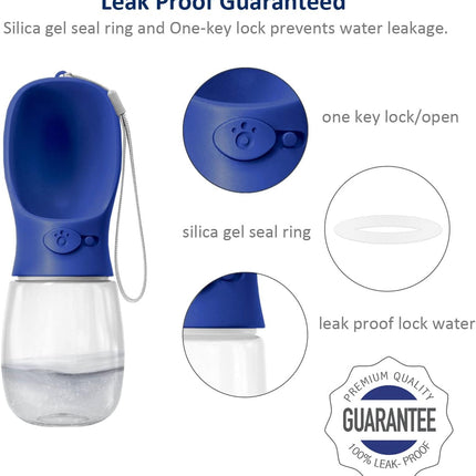 Portable Dog Water Bottle, 12 OZ, Leak Proof Puppy Water Dispenser with Drinking Feeder for Pets Outdoor Walking, Hiking, Travel, Food Grade Plastic