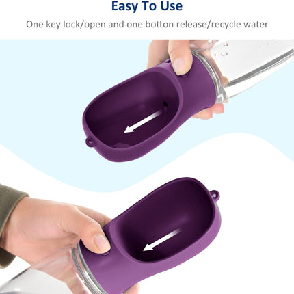 Portable Dog Water Bottle with Food Container, 19 OZ + 6 OZ, Leak Proof Puppy Water Dispenser with Drinking Feeder for Pets Outdoor Walking, Hiking, Travel, Food Grade Plastic