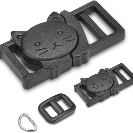 CooBigo 3/8" Breakaway Cat Collars Clasp Kit, 20 Set Break Away Lanyard Clasp Cat Safety Collar Paracord Buckles Accessories(Black)