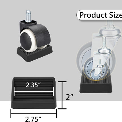 Furniture Wheels Caster Cups, Non-Slip Rubber Bed Frame Stopper Floor Protector for Any Furniture with Wheels - 4 Pack (Black)