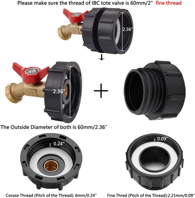 275-330 Gallon IBC Tote Tank Adapter 2 Fine Thread – product detail