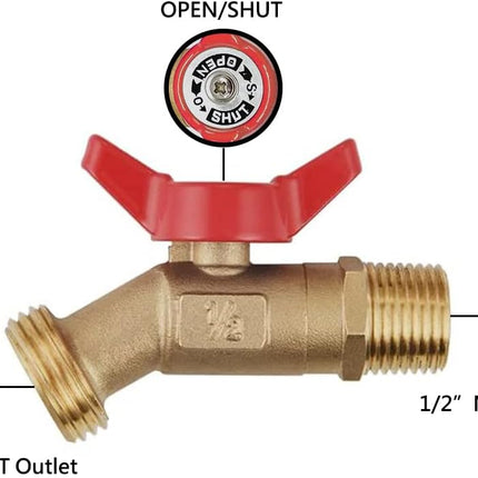 275-330 Gallon IBC Tote Tank Adapter 2" Fine Thread - 1/2" Male NPT Inlet × 3/4" Male GHT Outlet, Brass Hose Faucet Garden Hose Connector