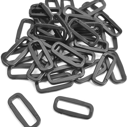 CooBigo Strap Loops Looploc Buckles Rectangle Rings Plastic Black Backpack Straps Webbing Bag Parts