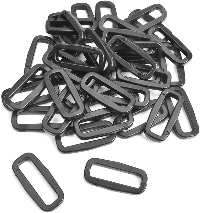 CooBigo Strap Loops Looploc Buckles Rectangle Rings Plastic Black Backpack Straps Webbing Bag Parts