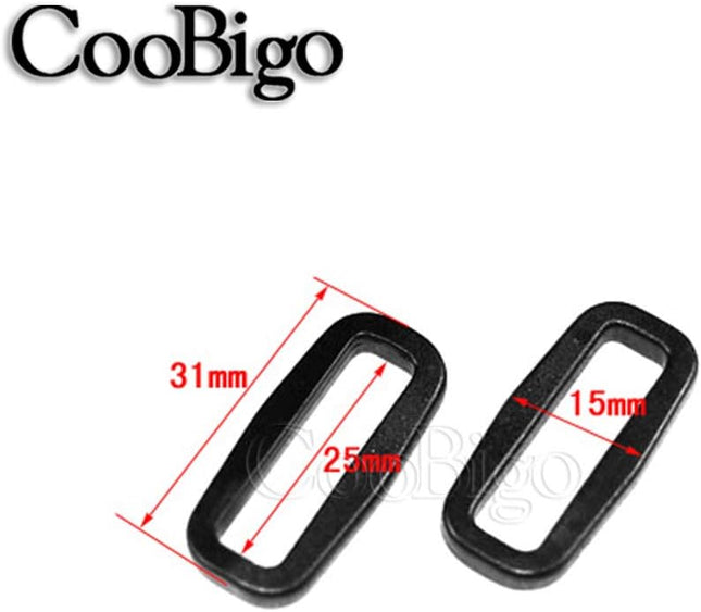 CooBigo Strap Loops Looploc Buckles Rectangle Rings Plastic Black Backpack Straps Webbing Bag Parts – product detail