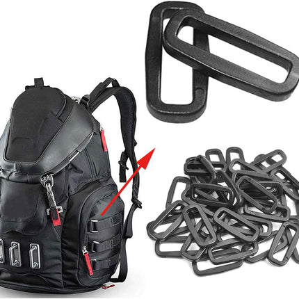 CooBigo Strap Loops Looploc Buckles Rectangle Rings Plastic Black Backpack Straps Webbing Bag Parts