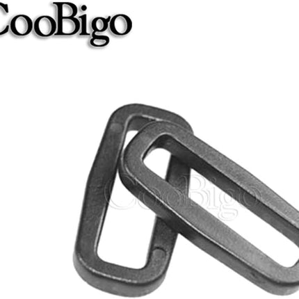 CooBigo Strap Loops Looploc Buckles Rectangle Rings Plastic Black Backpack Straps Webbing Bag Parts