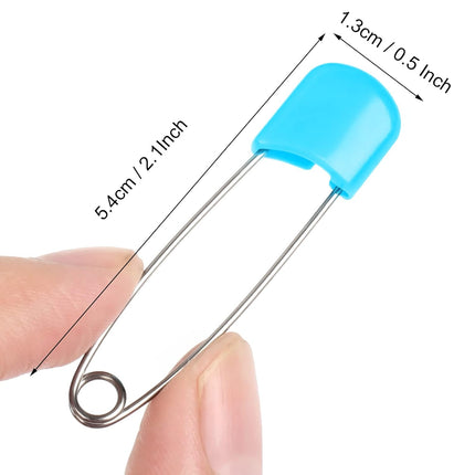 100 Pcs Diaper Pins, Baby Safety Pins, Diaper Pins for Cloth Diapers, Heavy Duty, Stainless Steel, ABS Plastic, Colorful (Red, Yellow, Pink, Blue, Green, Purple), 2.2in, Safe Locking Closures