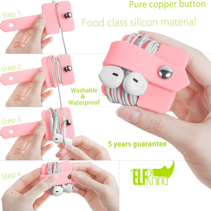 Silicone Earphone Organizer Earphone Wrap Winder Headphone Cord Organizer Wrap Winder Manager/Cable Winder 2 Pieces