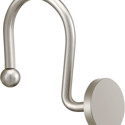 Shower Curtain Hooks, Nickel Shower Curtain Rings Rtproof Metal Round Decorative Shower Hooks Rings for Bathroom Shower Rods Curtains, Set of 12 Heavy Duty Solid Hooks