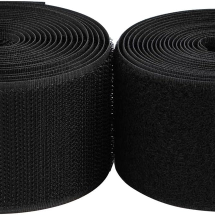 2 Inch Sew on Hook and Loop Strips | Easy to Sew | Excellent Grip | Non-Adhesive Back Nylon Fabric Fastener Strips for Clothing Sewing Crafts and DIY Projects, Black, 2in x 3yd