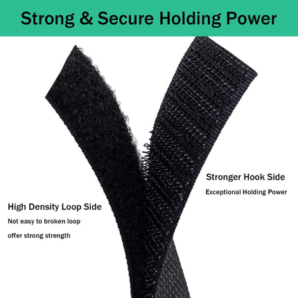 2 Inch Sew on Hook and Loop Strips | Easy to Sew | Excellent Grip | Non-Adhesive Back Nylon Fabric Fastener Strips for Clothing Sewing Crafts and DIY Projects, Black, 2in x 3yd