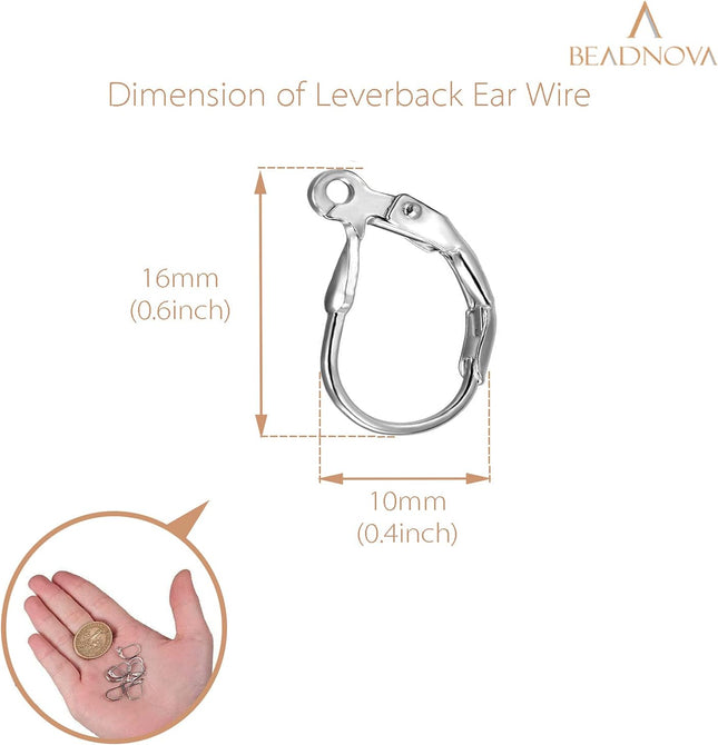 Stainless Steel Leverback Earring Hooks 100pcs French Ear Wire Lever Back Earwire for Jewelry Making – product detail