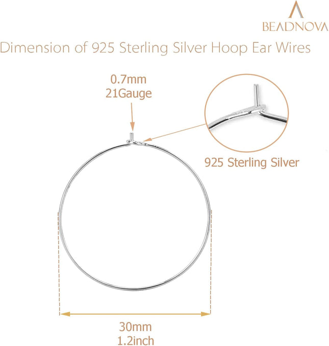 925 Sterling Silver Hoop Ear Wires Hoop Earrings Wires Earwires for Jewelry Making Earrings Making DIY – product detail