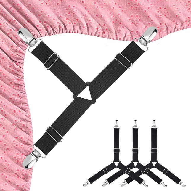 Bed Sheet Straps 4 Pcs Triangle Bed Sheet Holders Fitted Clips Adjtable Spenders V1258-DP02-E-450