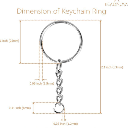 Split Keychain Ring Silver Keychain Rings for Crafts Metal Key Chain Kit for Jewelry Making Key Chains Accessories Craft DIY (25mm, 150pcs)