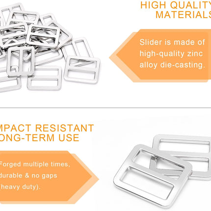 CooBigo 24Pcs 1" Adjustable Buckles Metal Slider Buckles Tri-Glide Slide Strap Adjuster for Shoulder Bag Handbag Dog Collar Backpack Hardware Making