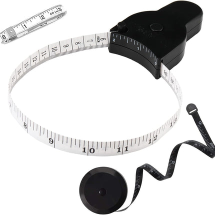 Automatic Telescopic Tape Measure, Body Measure Tape 60 inch (150cm), Self-Tightening Retractable Measuring Tape for Body Accurate Way to Track Weight Loss Mcle Gain by One Hand, 3 Piece