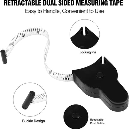 Automatic Telescopic Tape Measure, Body Measure Tape 60 inch (150cm), Self-Tightening Retractable Measuring Tape for Body Accurate Way to Track Weight Loss Mcle Gain by One Hand, 3 Piece