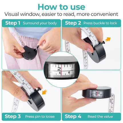 Upgraded Body Tape Measure for Weight Loss, Fitness, Bodybuilding, Mcle Gain. Lock Pin, Retractable Button, Soft Sewing Tape for Tailors, Measures Body Part Circumferences, 60Inch/150cm, 2Pcs