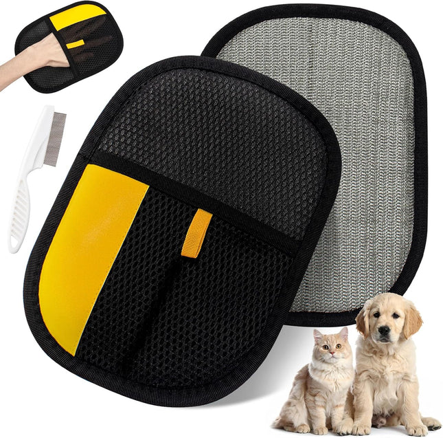 Pet Hair Removal Glove for Dogs & Cats Upgraded 2PCS Electrostatic Pet Hair Remover with V1258-DP02-E-496
