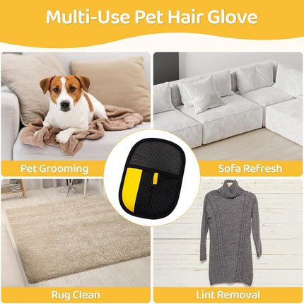 Pet Hair Removal Glove for Dogs & Cats, Upgraded 2PCS Electrostatic Pet Hair Remover with Grooming Comb, Reable Washable Magic Brh Hair Tool Mitt for Clothing, Couch, Carpet, Car Seat