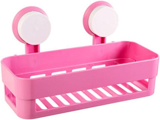Plastic Organizer Rack for Bathroom Kitchen Storage Box Basket Organization W/Wall Mounted Suction Cup