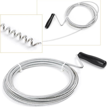 Metal Drain Cleaner and Clog Remover, 10FT long Hair Catcher Cleaning Tool, Sink Dredge Pipeline Cleaner for Bathroom Kitchen Tube Sink Basin