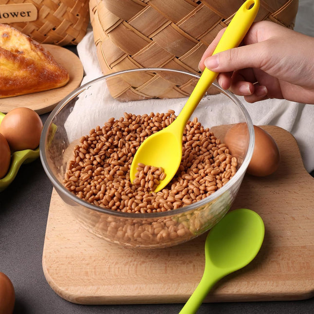 5PCS Small Silicone Spoons 8 Inch Silicone Mixing Spoons for Baking Cooking Tasting Quiet Stirring – product detail