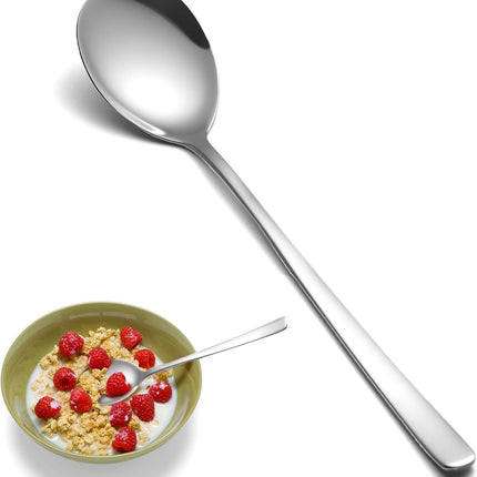 Soup Spoons, 8PCS Korean Spoon, 8.5 Inch Stainless Steel Tablespoon with Long Handles for Home Kitchen Restaurant, Flatware Set for Stirring Hot Cocoa and Cereal, Durable & Dishwasher Safe