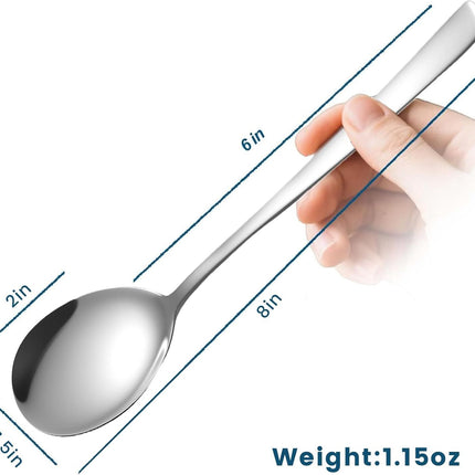 Soup Spoons, 8PCS Korean Spoon, 8.5 Inch Stainless Steel Tablespoon with Long Handles for Home Kitchen Restaurant, Flatware Set for Stirring Hot Cocoa and Cereal, Durable & Dishwasher Safe