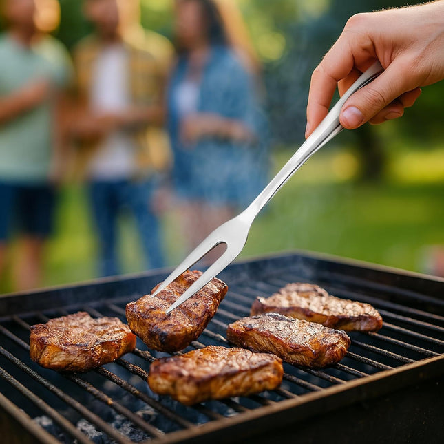 14.6 Stainless Steel Carving Fork for Meat 2-Prong Serving & Grilling Fork with Hanging Hole – product detail