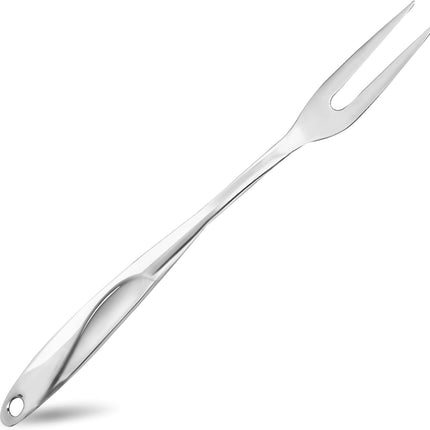 14.6" Stainless Steel Carving Fork for Meat, 2-Prong Serving & Grilling Fork with Hanging Hole, Hollow Handle for Better Heat Reduction, Kitchen Utensil for Cooking & Serving