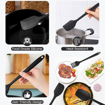 Silicone Spatula Set, 6 PCS Food Grade Kitchen Utensils with Silicone Brush, 480°F Heat Resistant Non Stick Rubber Spatula for Scraping, Cake Baking, Cooking, Mixing, Dishwasher Safe