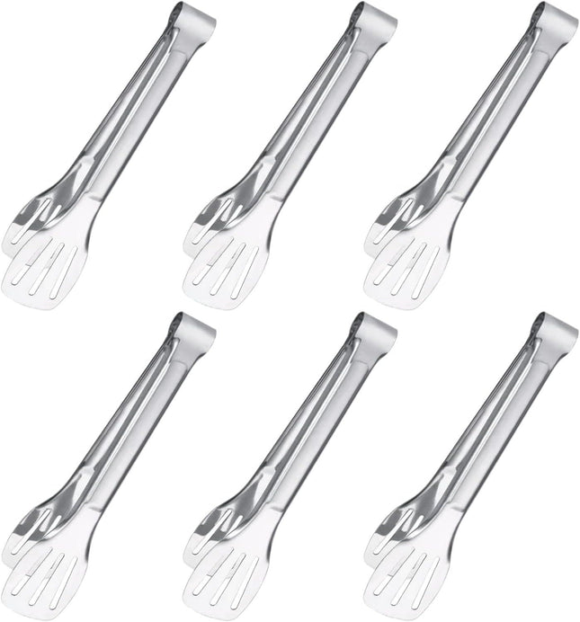 6PCS Serving Tongs 7Inch Buffet Tongs Stainless Steel Food Tong Small Serving Utensils for