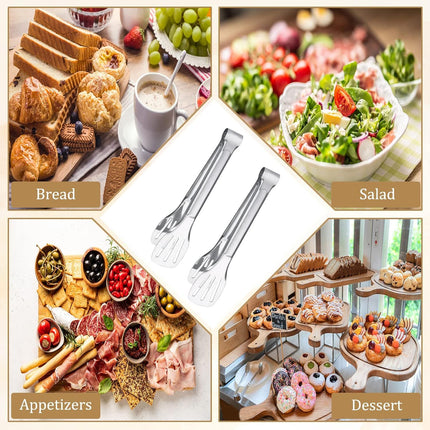 6PCS Serving Tongs, 7Inch Buffet Tongs, Stainless Steel Food Tong Small Serving Utensils for Cooking, Entertaining, Salad, Barbecue, Buffet, Toast and Steak by  (Stainless buffet tongs)