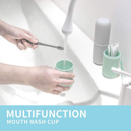 2Pcs Travel Toothbrush Holder, Portable Toothbrush Case for Traveling, Camping, Business Trip and School, Multifuction Plastic Toothbrushes Toothpaste Set with Two Colors（Length：7.7"