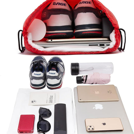 Drawstring Backpacks Bulk 10 Pieces String Bags Customized Bags for Party Gym Sport Trip - Red