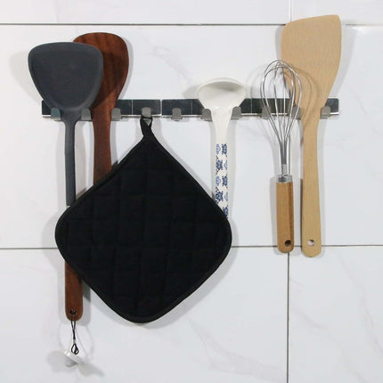 5 PCS Pot Holders for Kitchen, Cotton Potholers with Great Heat Resistance, Hot Pads, Trivets for Cooking and Baking Black