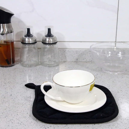 5 PCS Pot Holders for Kitchen, Cotton Potholers with Great Heat Resistance, Hot Pads, Trivets for Cooking and Baking Black