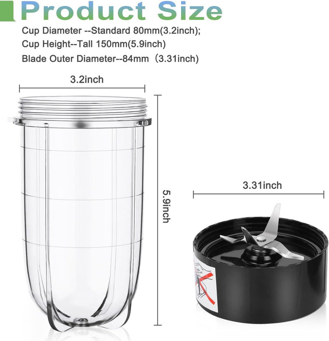 Replacement Cross Blade Plus 16oz Cup Set for Magic Bullet Replacement Parts compatible with 250 W Magic – product detail